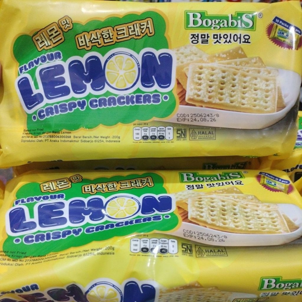 

Bogabis lemon crispy crackers isi 10packs@5pcs