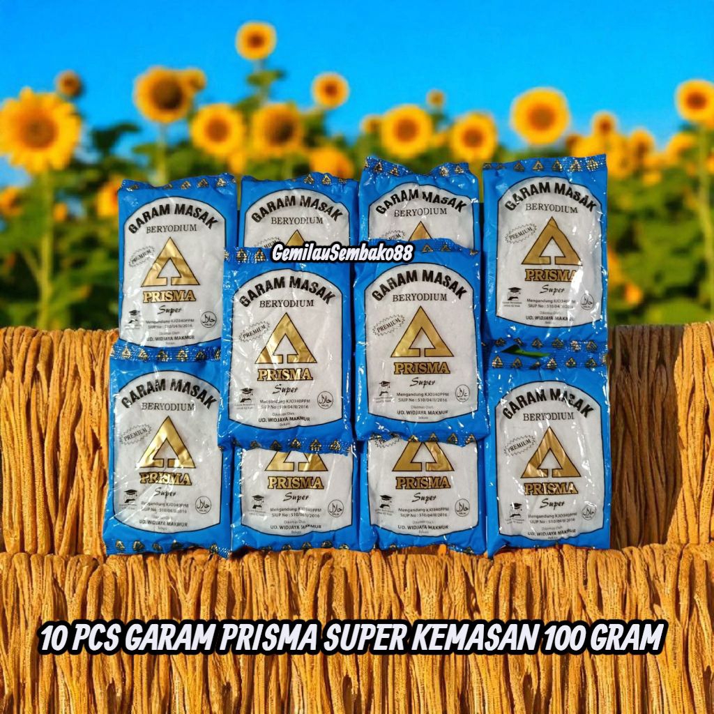 

10 PCS GARAM DAPUR CAP PRISMA SUPER KEMASAN 100 GRAM / GARAM BERYODIUM / GARAM / GAREM