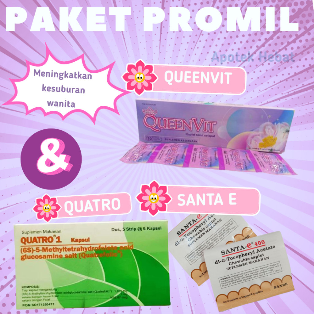 BUNDLING WAJIB BACA DESKRIPSI VARIAN Paket Multivitamin Khusus Promil Queenvit Folavit Santa e Promi