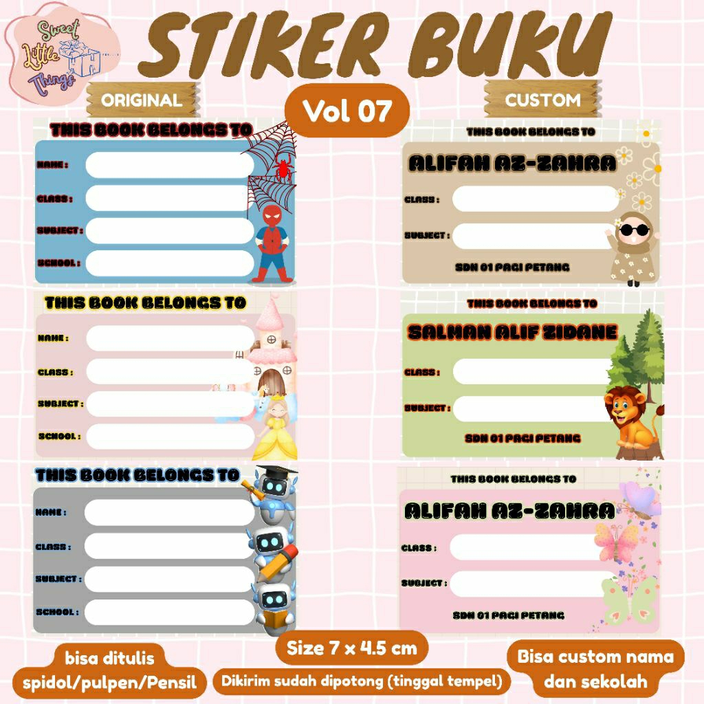 

STIKER BUKU . STIKER NAMA BUKU / LABEL BUKU (Vol 7)