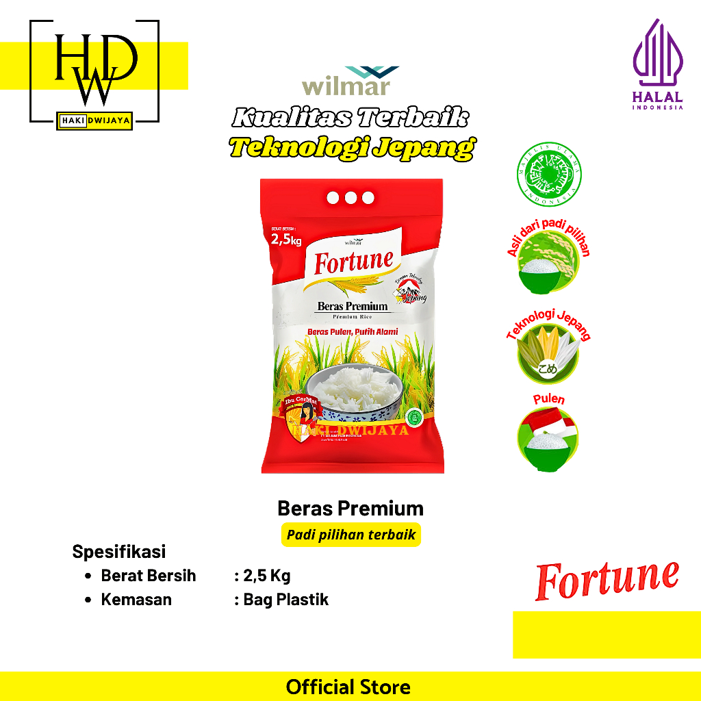 

[2,5 Kg] Fortune Beras Premium Pulen, Putih, dan Bersih
