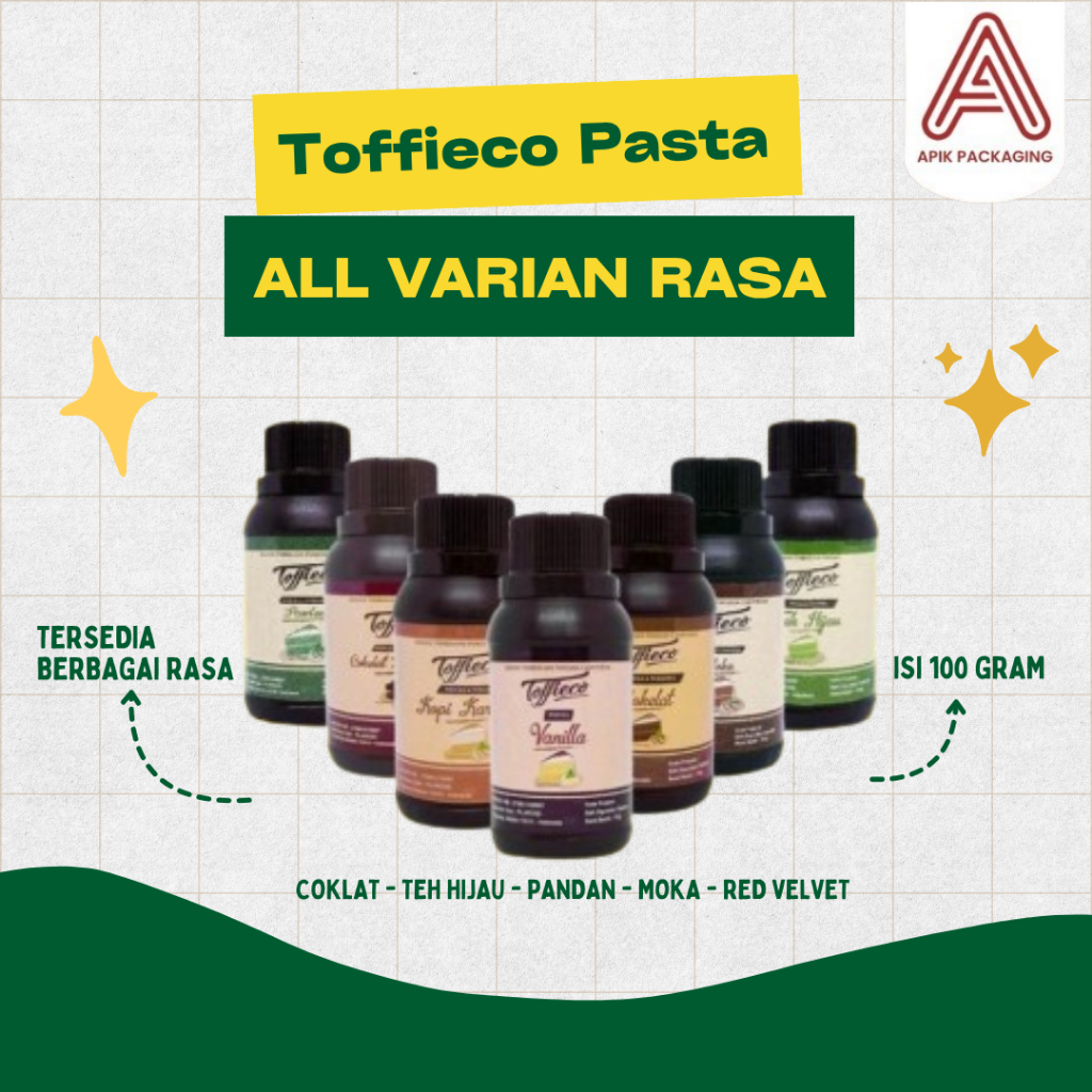 

Toffieco Pasta Rasa Cokelat Teh Hijau Moka Pandan Red Velvet Isi 100gram