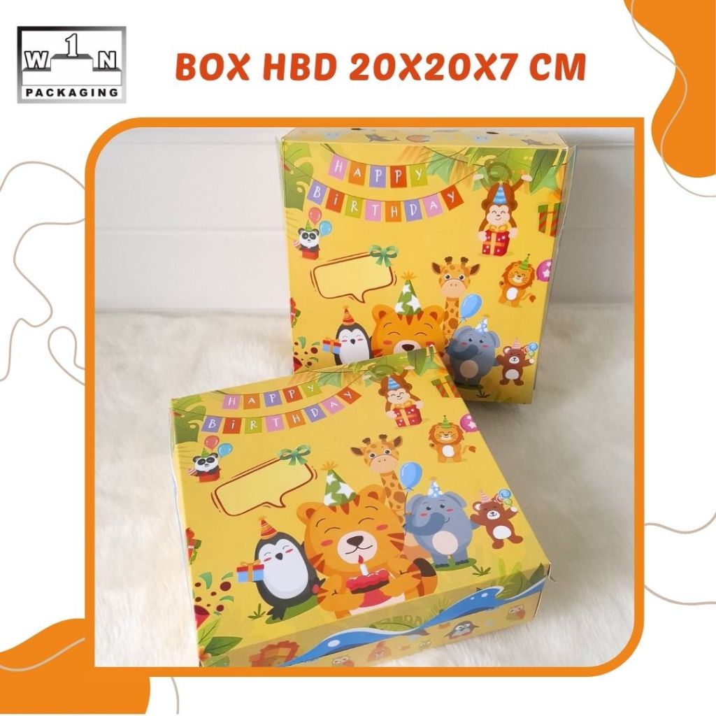 

Box HBD 20x20x7 cm Kotak Kue Ulang Tahun Anak Motif Kartun Lucu