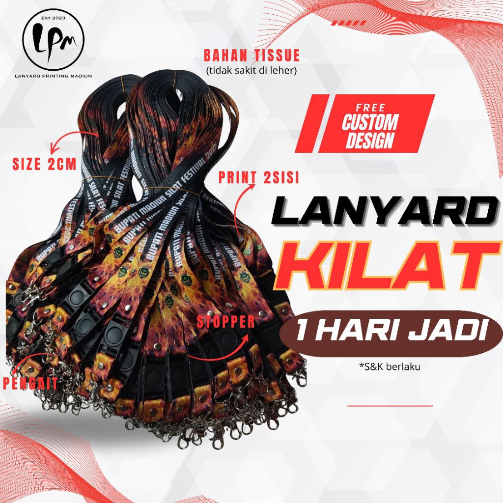 

( KILAT 1 HARI JADI) LANYARD ID CARD CUSTOM 2 CM 2 SISI/ CETAK LANYARD PRINTING SUBLIM/ CETAK TALI LANYARD ID CARD