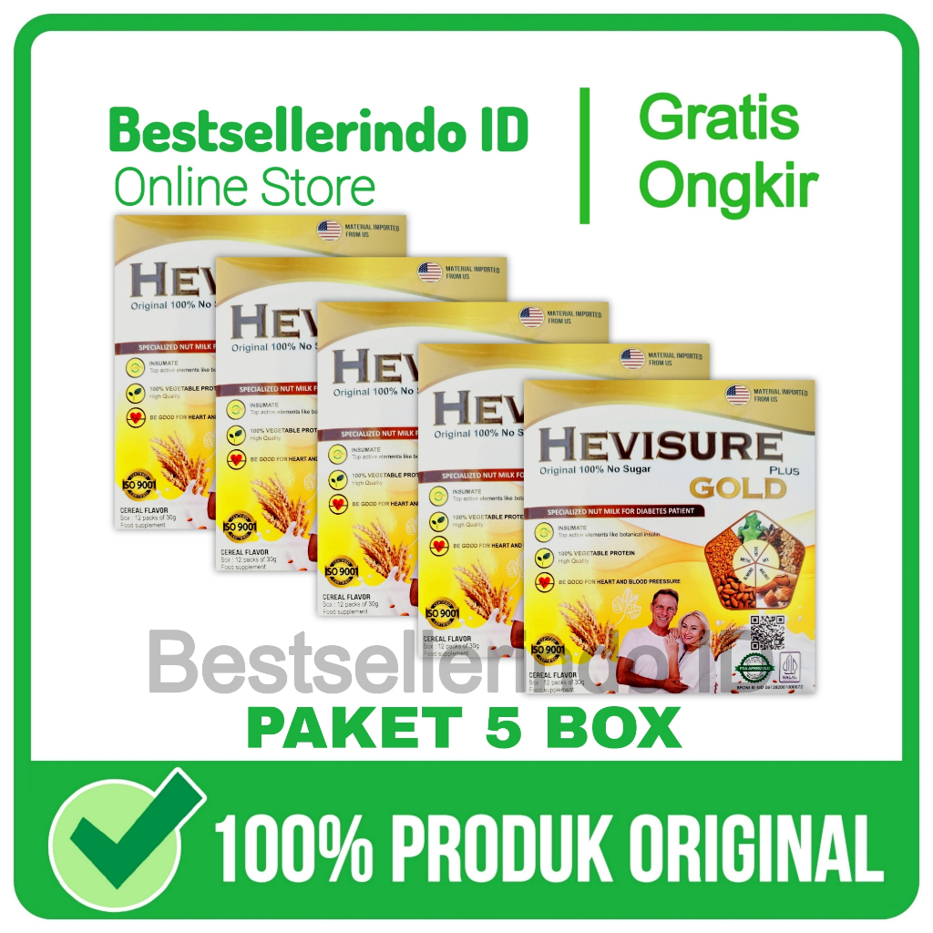 

5 Box Hevisure Gold Milk Susu Obat Diabetes Kencing Manis Kadar Gula Rendah Original Asli
