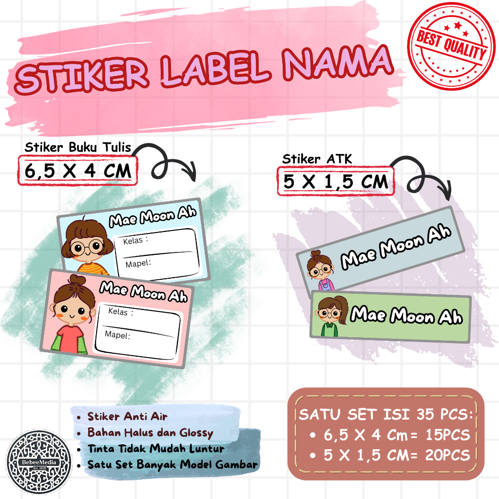 

Stiker Nama Karakter Perempuan / Cewek / School Girls Lucu Bisa Custom - Stiker Anti Air & Siap Tempel