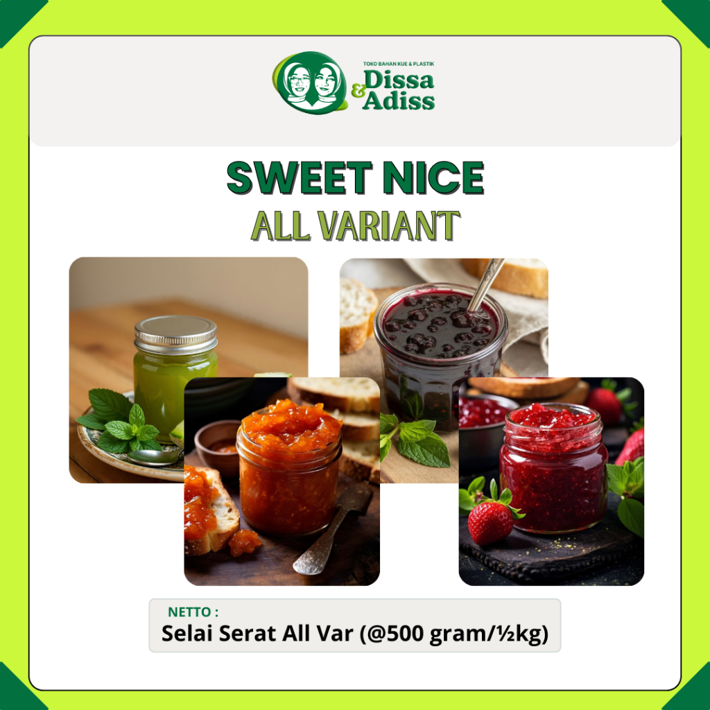 

PROMO !!! SELAI Serat Sweet Nice | (Repack 250 gr) & (Repack 500 gr) - Tobaqdissa