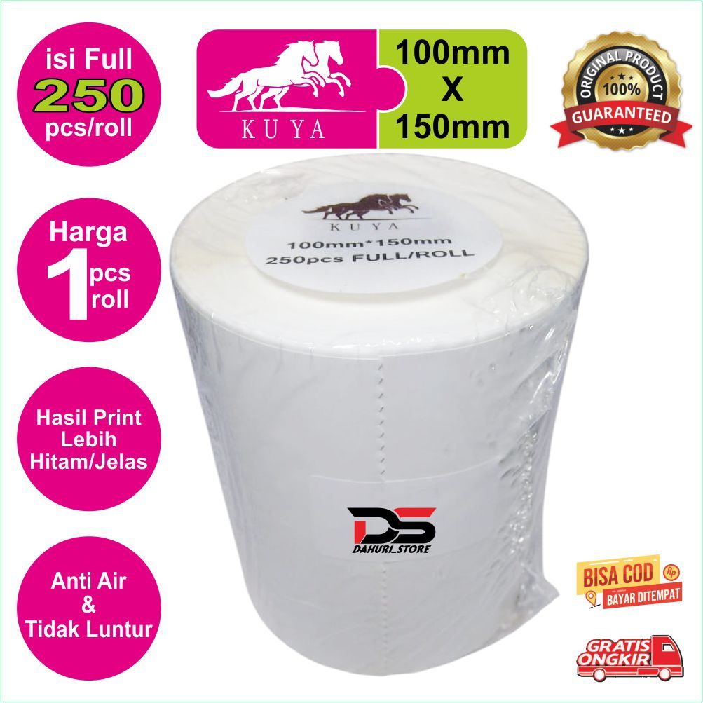 

STIKER THERMAL 10cm X 15cm / STIKER LABEL BARCODE / RESI 100mm X 150mm ISI 250/ROLL Harga 1 Pcs