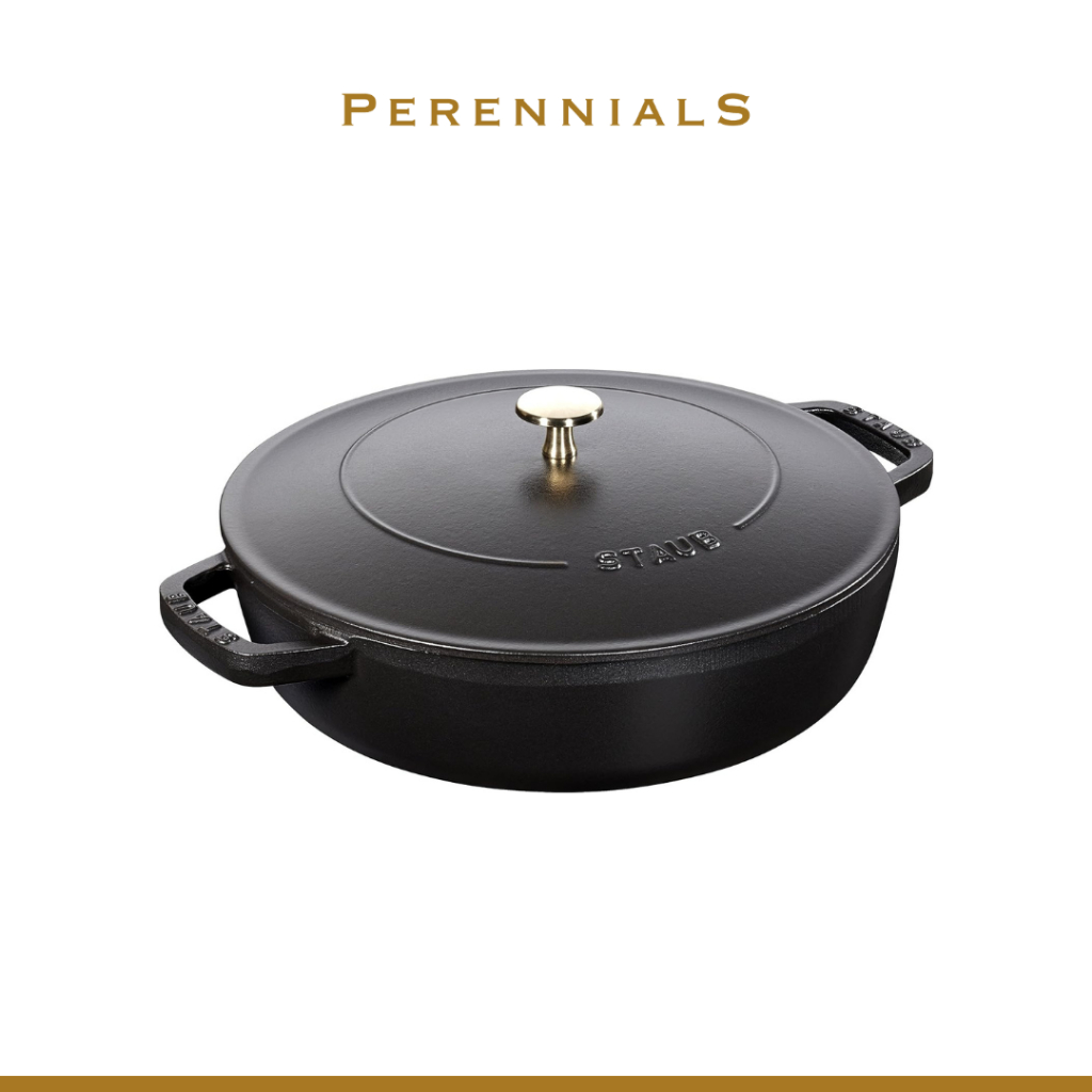 Panci Staub Saute Pan Chistera Lid 24 cm Black Round Panci HItam