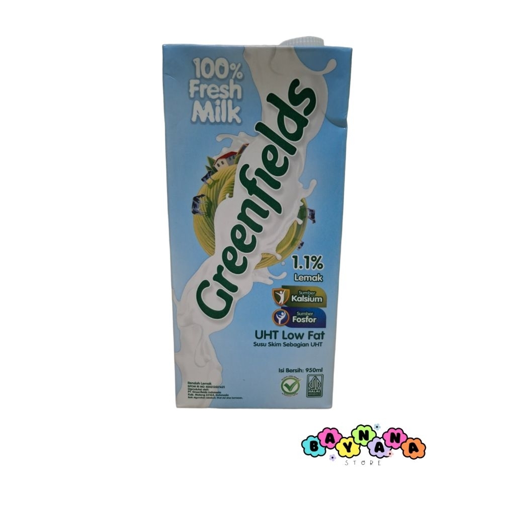 

MURAH! SUSU UHT GREENFIELS LOW FAT RENDAH LEMAK BERAT BERSIH 950ML PACKAGING 1 LITER PROMO!