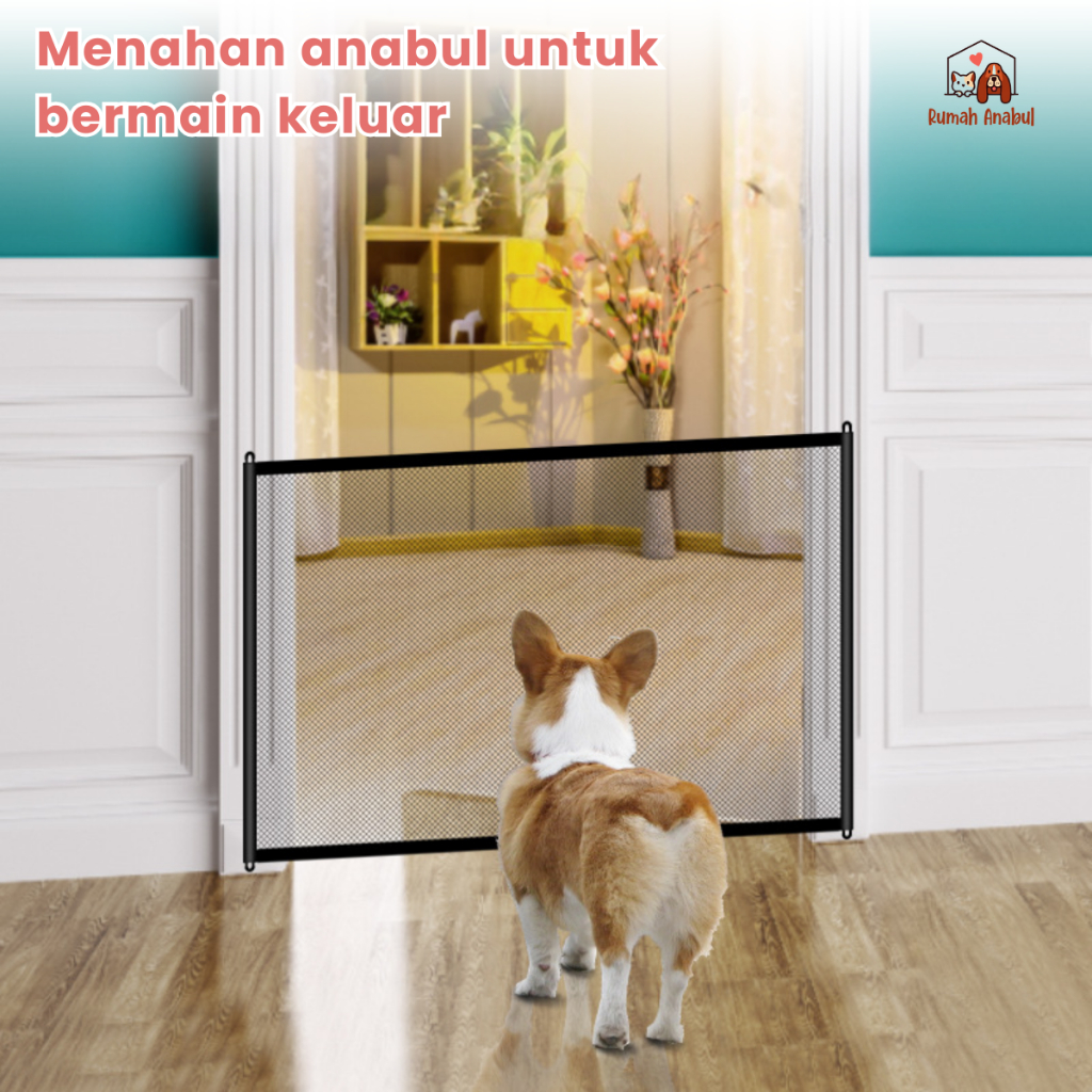 Pagar Penghalang Hewan-Pagar Kandang Kucing Anjing - Magic Gate Pintu Jaring Penghalang Pagar Anabul