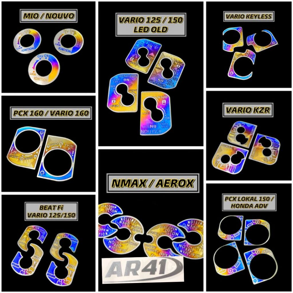 emblem cover kunci kontak titanium original beat scoopy vario nmax mio aerox pcx 150-160 vario 125-1