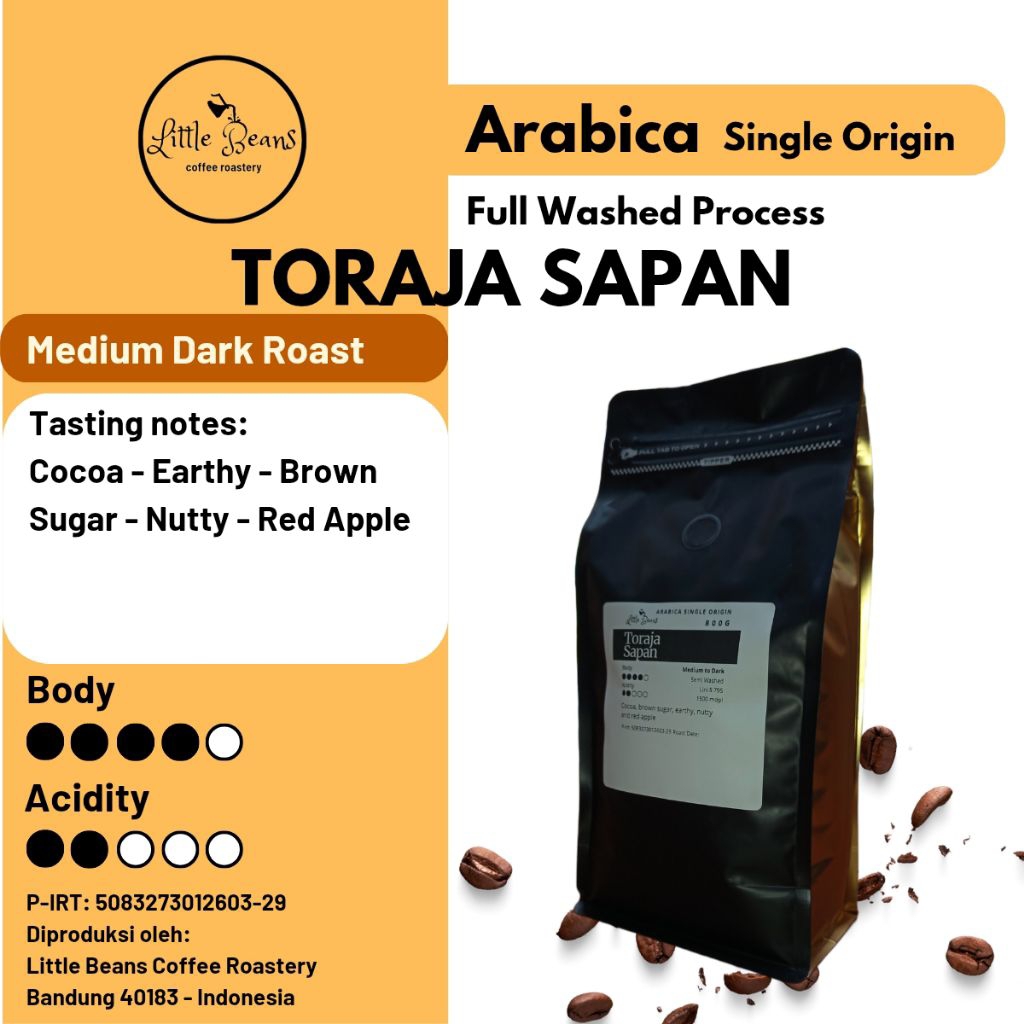 

Kopi arabica Toraja Sapan medium to dark roast 800gr/400gr/200gr biji/bubuk