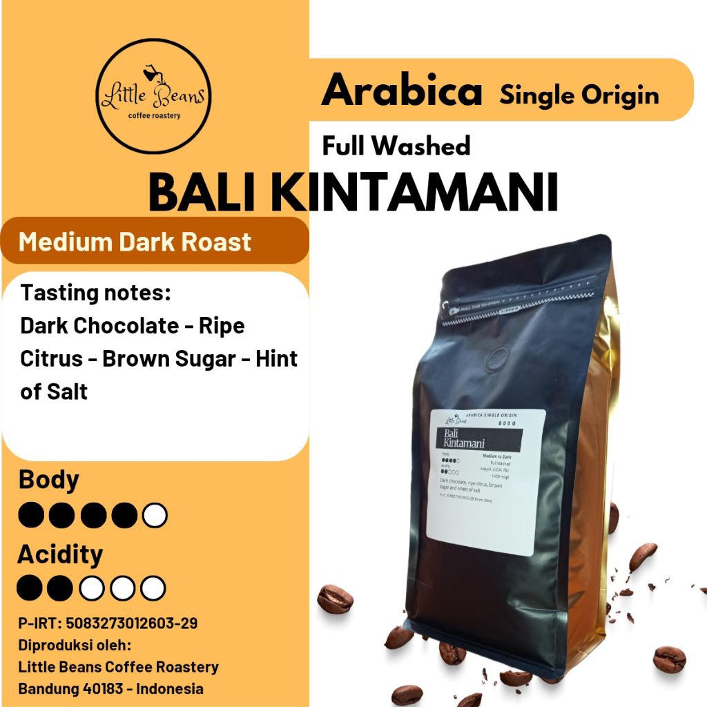 

Kopi arabica Bali Kintamani medium to dark roast 800gr/400gr/200gr biji/bubuk