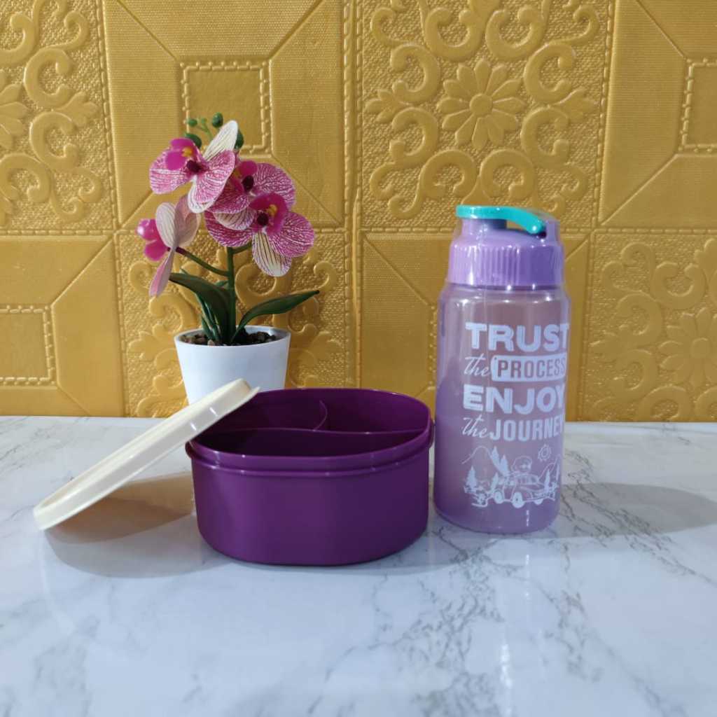 Kotak Makan Mini Kecil Anak 500 ML Lunch Box Wadah Bekal Cemilan Snack Bayi Lucu Tepak+BOTOL MINUM P