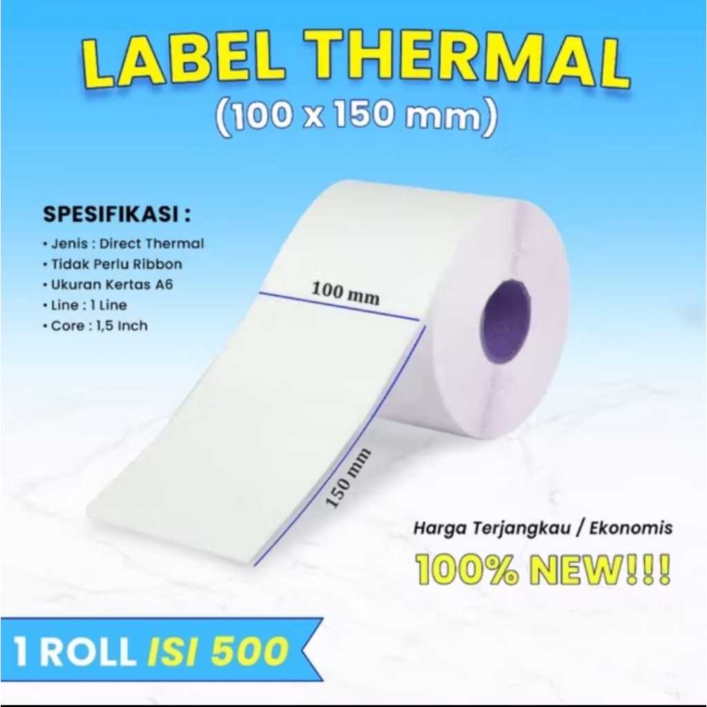 

LABEL THERMAL 100 X 150 MM resi sticker A6 100x150MM 1 ROLL 500PCS