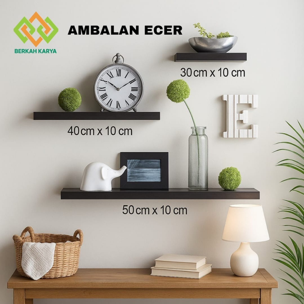 Rak Dinding Ambalan ECER Minimalis - Rak Tempel Serbaguna Hiasan Kamar/Tamu 30/40/50cm