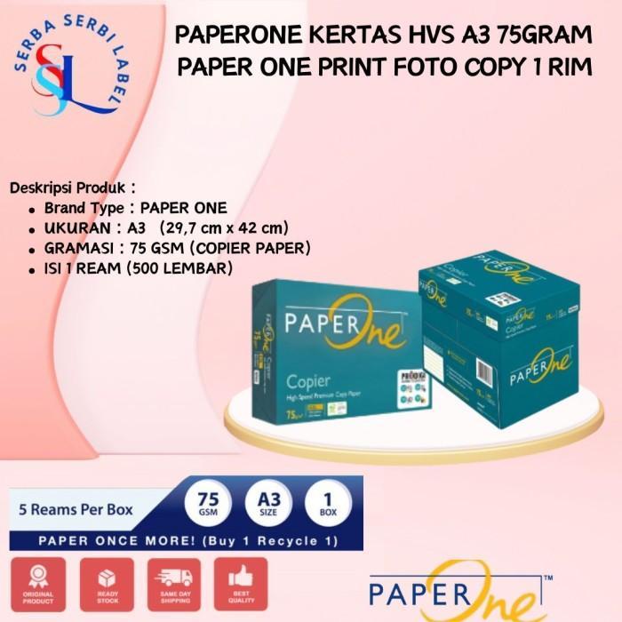 

PaperOne Q4 | A4 | F4 | A3 Kertas HVS 1 Rim (500 Lembar) - 75Gram - A3