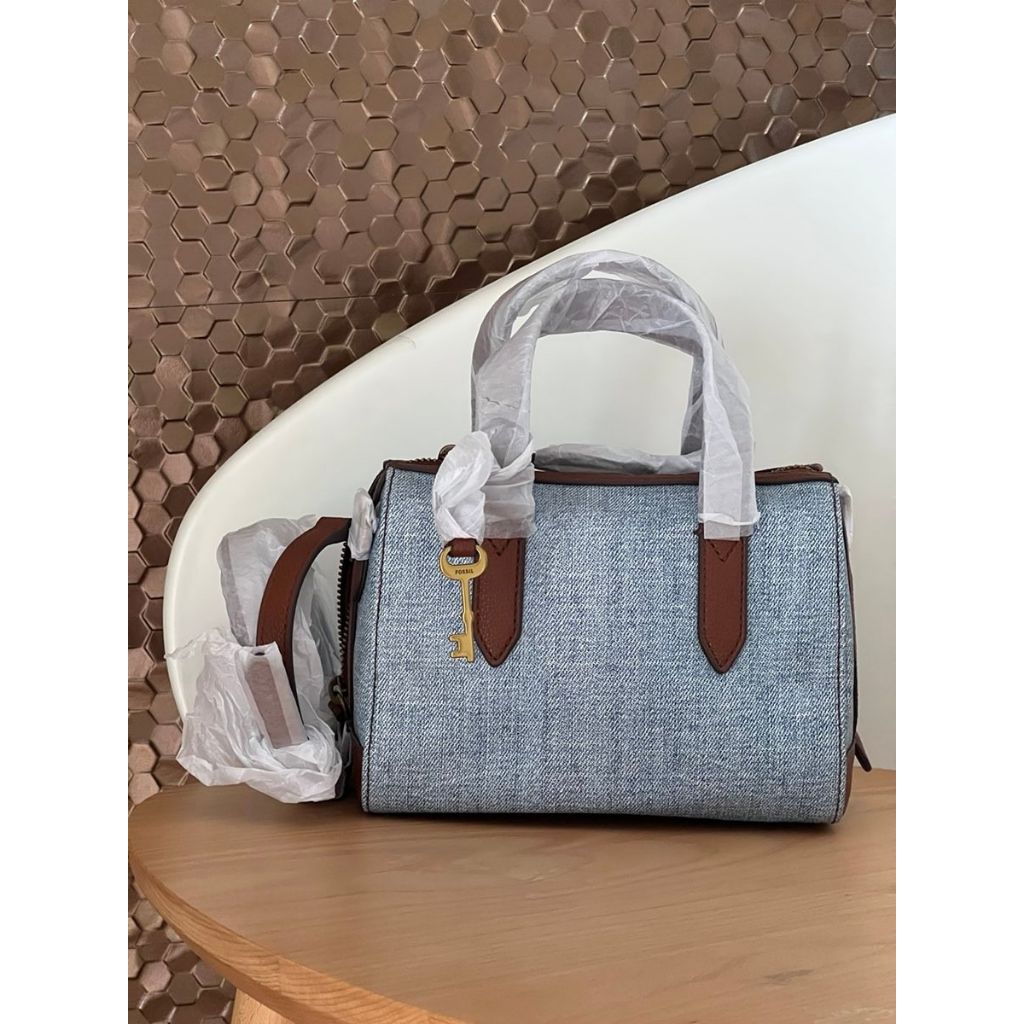 tasFossil sydney satchel mini denim n