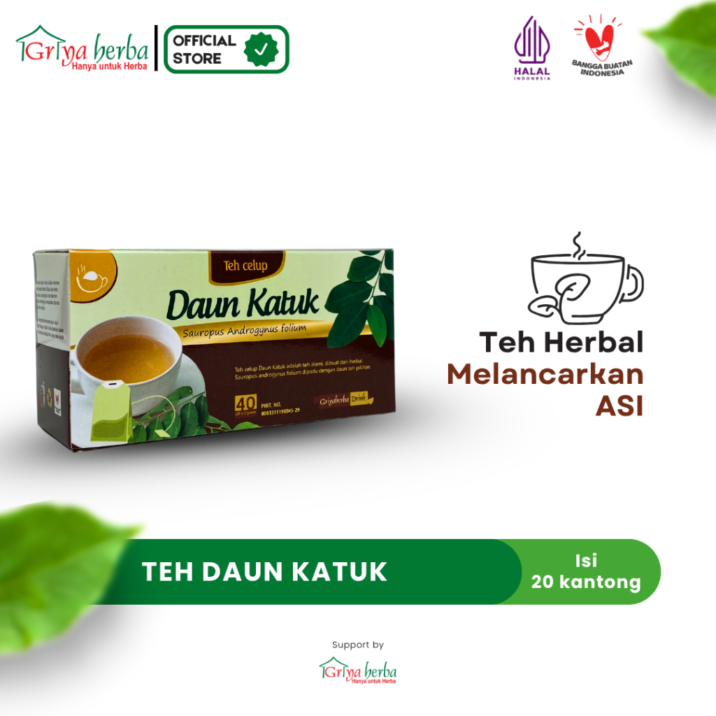 

Teh herbal daun katuk griya herba isi 20 kantong membantu melancarkan produksi asi