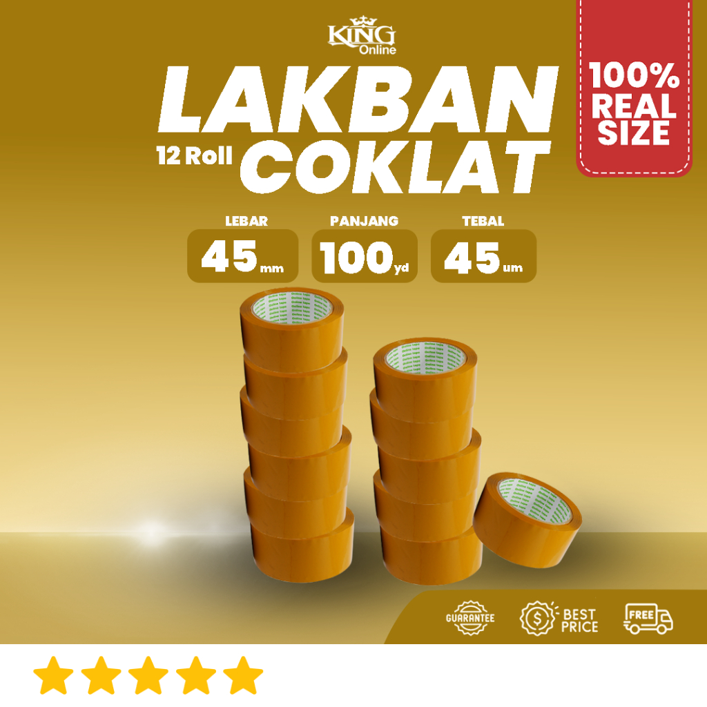 

12 pcs Lakban Coklat 45 MM X 100Y PURE Ukuran Real Online Tape Plakban Isolatip Solatip Kualitas Nachi Daimaru