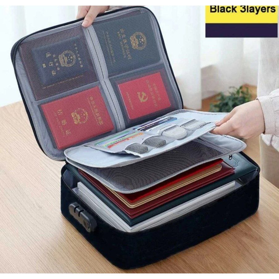 Tas keamanan dokumen 3 lapis / Tas koper Dokumen Anti Air Password Travel Bag BSM