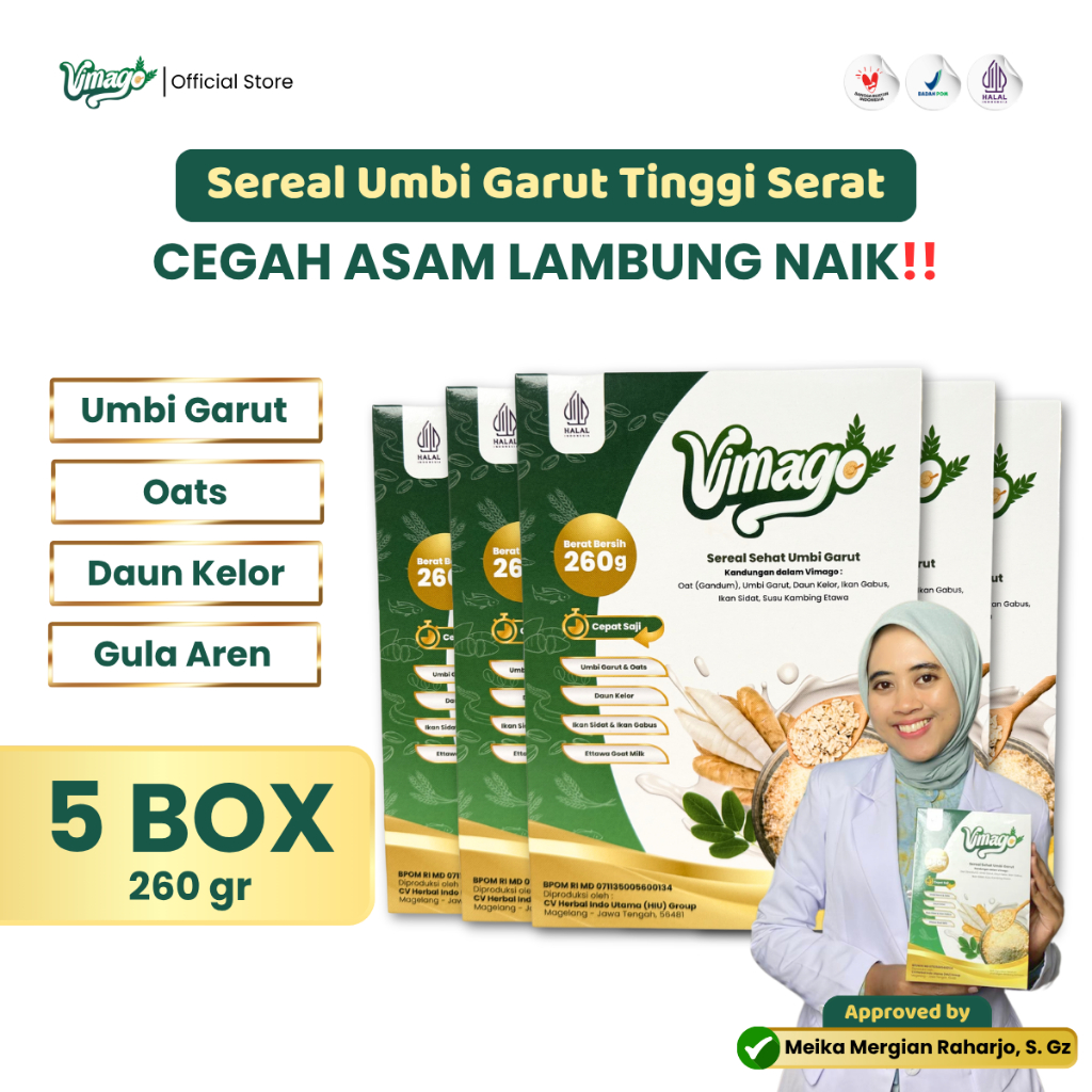 

VIMAGO Meredakan Asam Lambung Berlebih Dan Menyembuhkan Luka Di Lambung - 260g Isi 5 Pcs