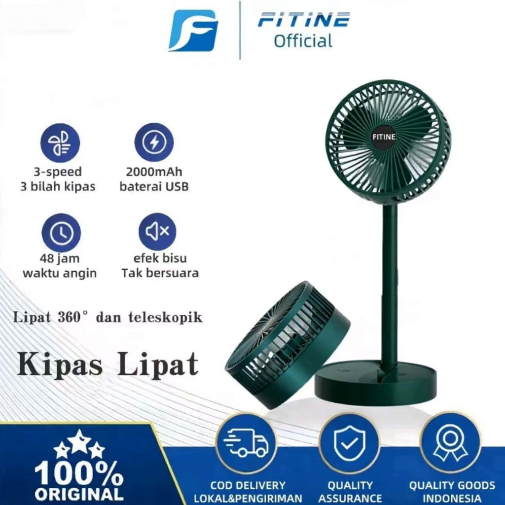 【FITINE】Kipas lipat 360° kipas vertikal kipas lipat teleskopik kipas pengisian daya USB kipas batera