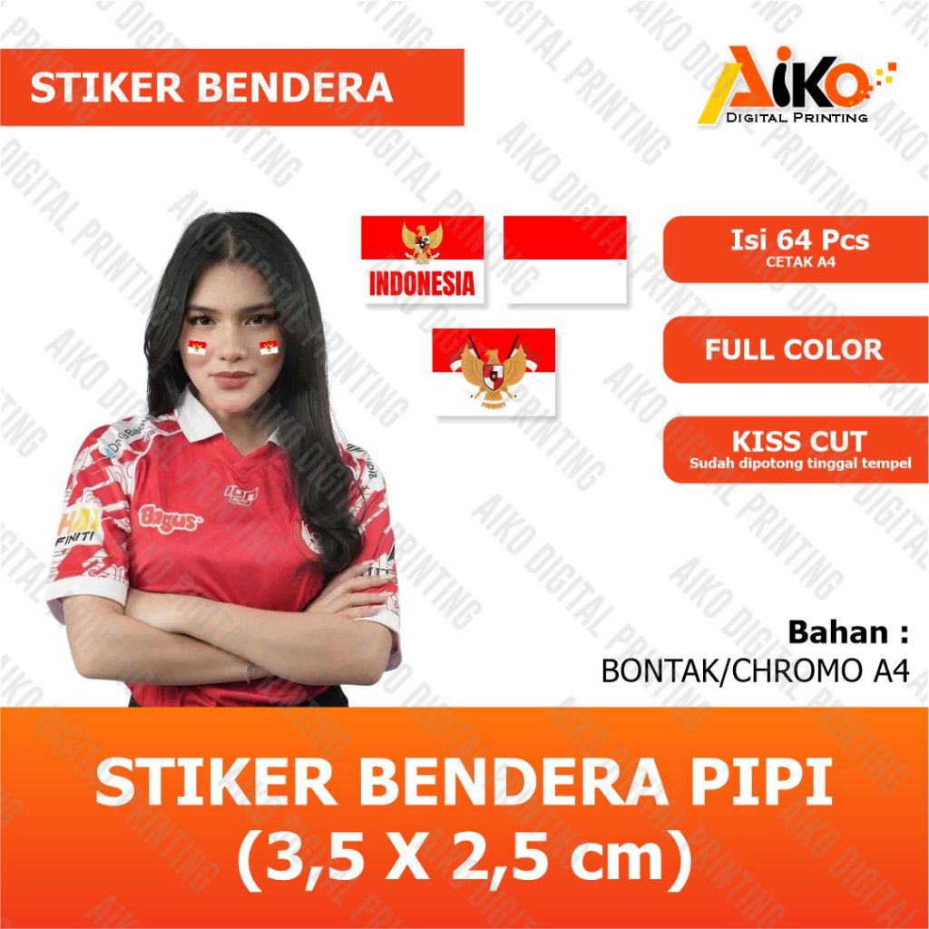 

STIKER BENDERA PIPI A4 ISI 64 pcs | STIKER BENDERA MERAH PUTIH KECIL