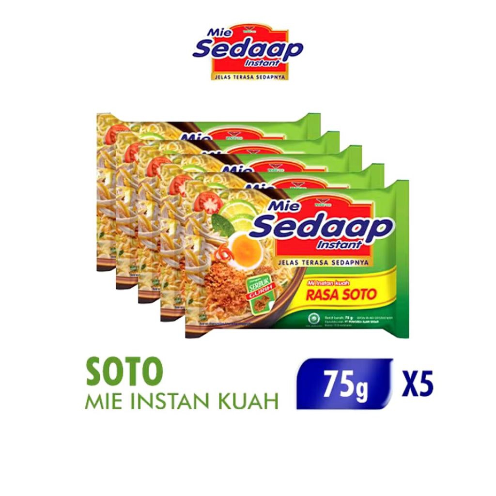 

Mie sedap soto 5 pcs ready. SEDAAP Mie Instan soto Bag 90gr isi 5 pcs [Karton]
