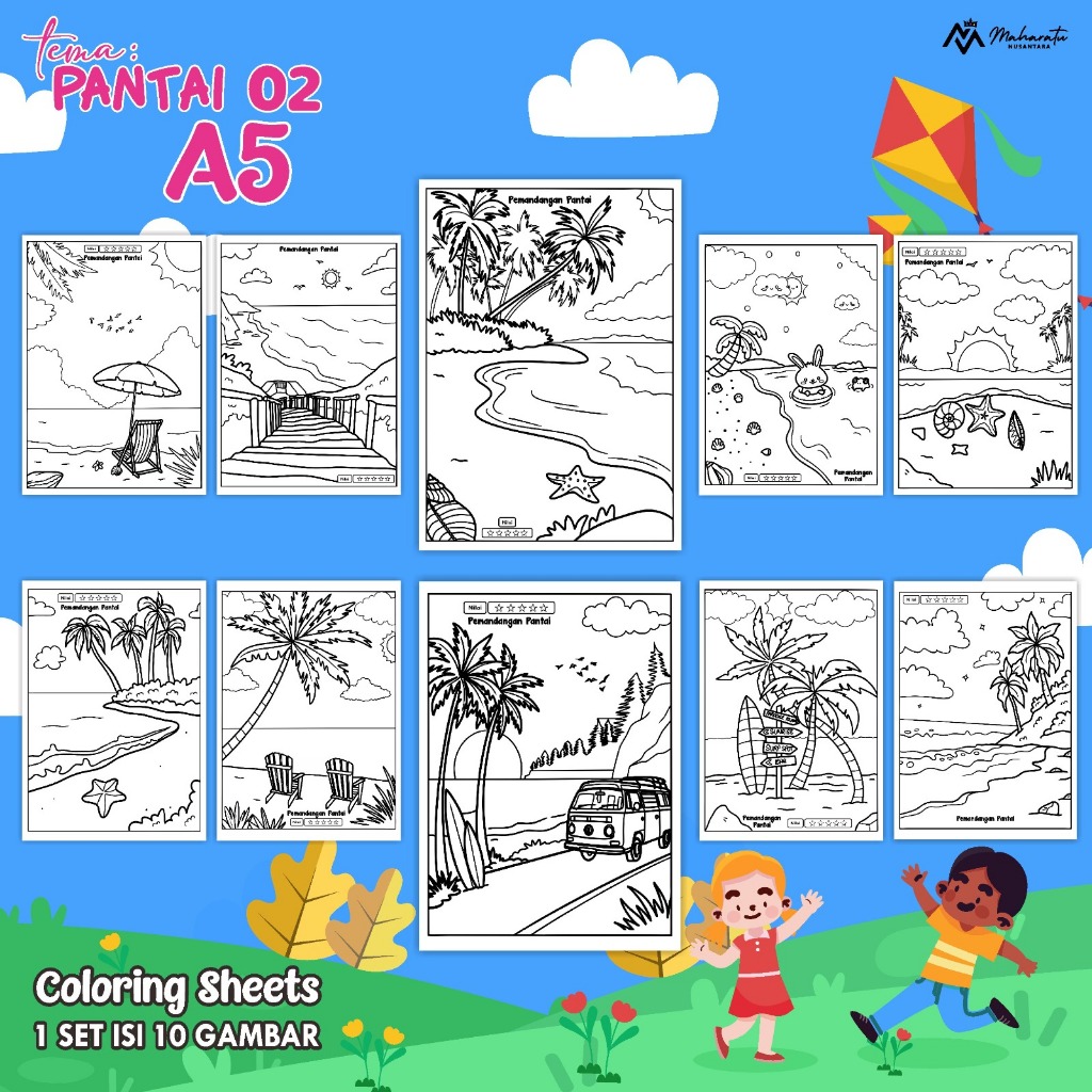 

KERTAS MEWARNAI EDUKASI ANAK TEMA PANTAI READY STOCK - COLORING SHEET ISI 10 LEMBAR UKURAN A5