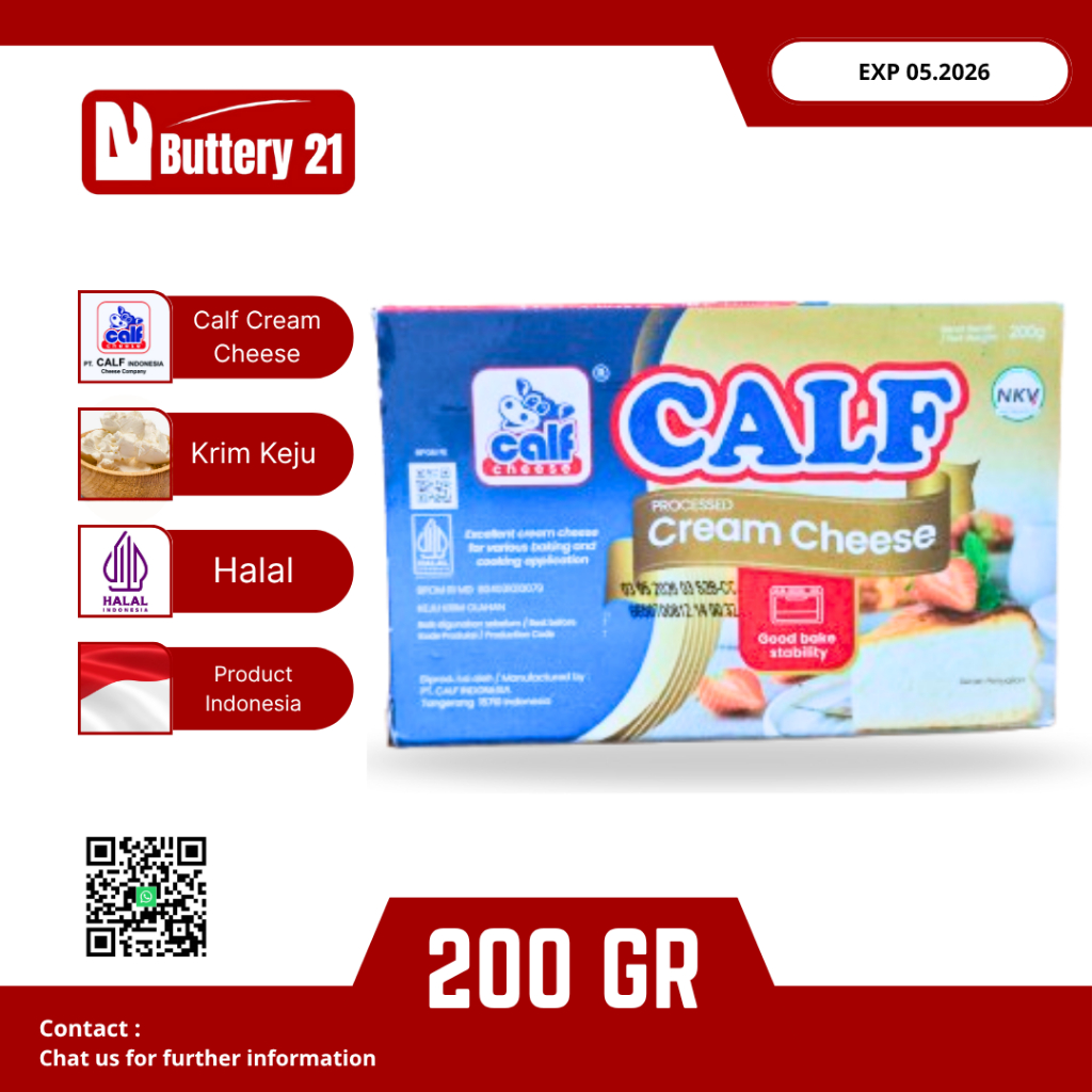 

CALF CREAM CHEESE 200 GR/KRIM KEJU/KEJU KRIM/PROCESSED CREAM CHEESE