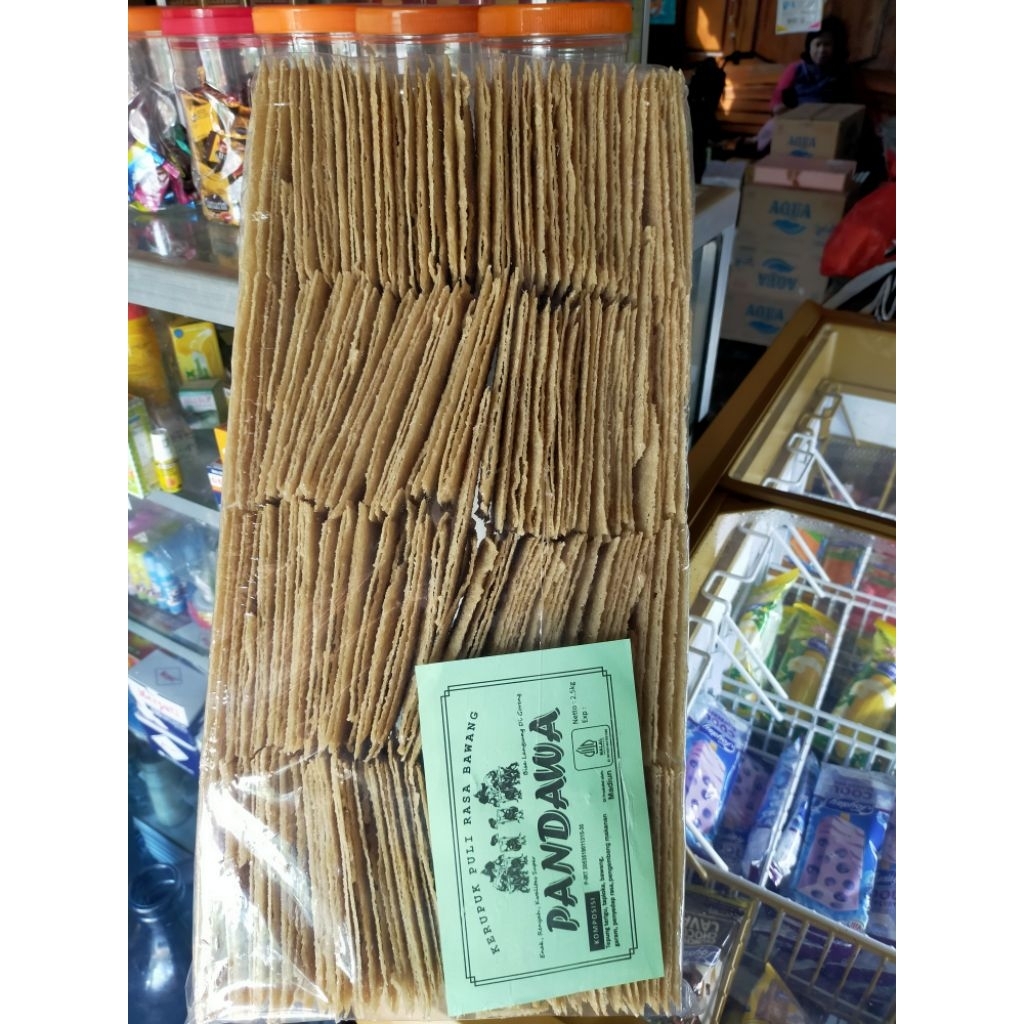 

Kerupuk Puli (GRADE A) 2.5Kg Rasa Bawang Mentah Lebih praktis & rapi