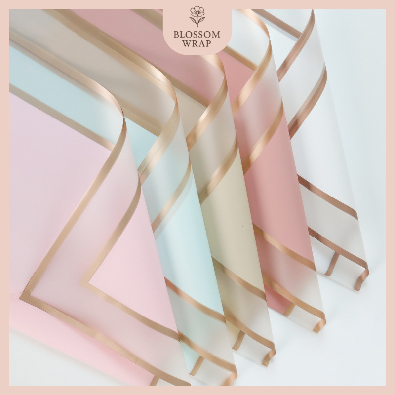 

20 LEMBAR Kertas Buket Double Line Frame Gold Cellophane Flower Wrapping kB6132