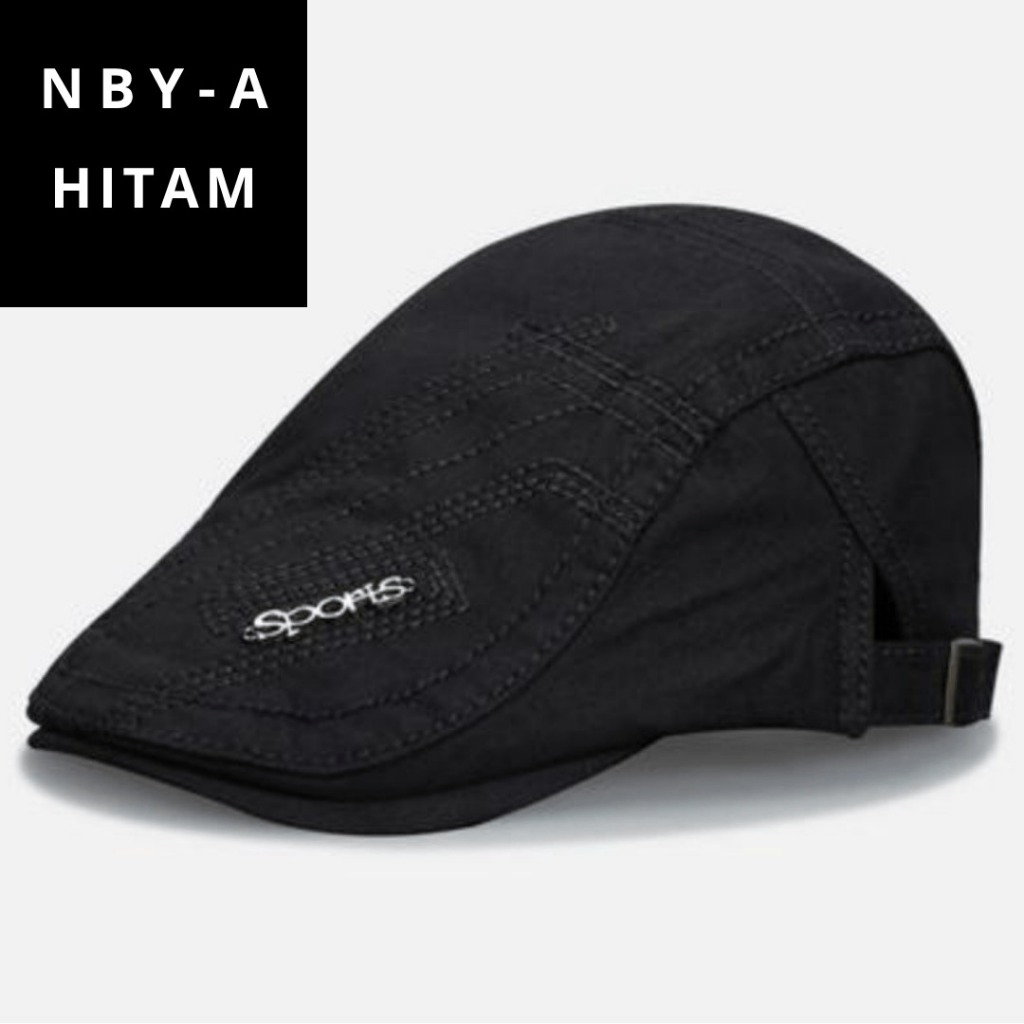 KIAMA - Topi Flat Cap Newsboy Polos Sport Casual Klasik