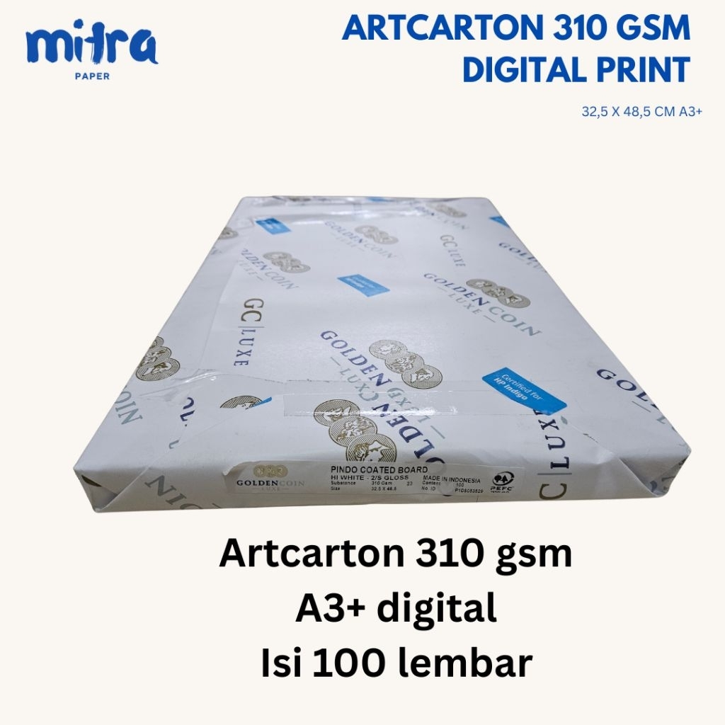 

Kertas Digital Print 310 Gsm Ukuran A3+ ( 32,5 cm x 48,5 cm) 1 Pack isi 100 Lembar / Ukuran Presisi Ori Pabrik Merk Pindo