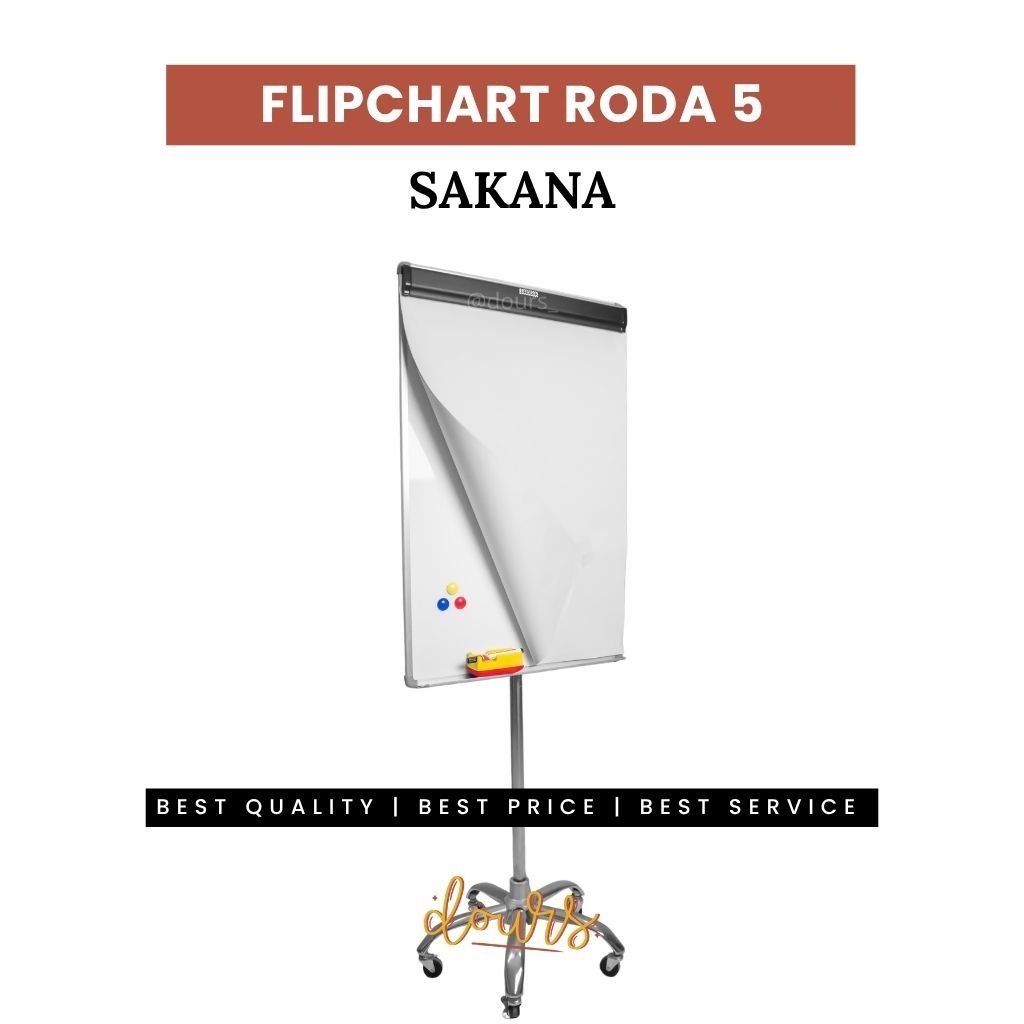 

SAKANA Flipchart Magnetik Roda 5 Papan Tulis Presentasi / Standing / Flip Chart 70x100 Kertas