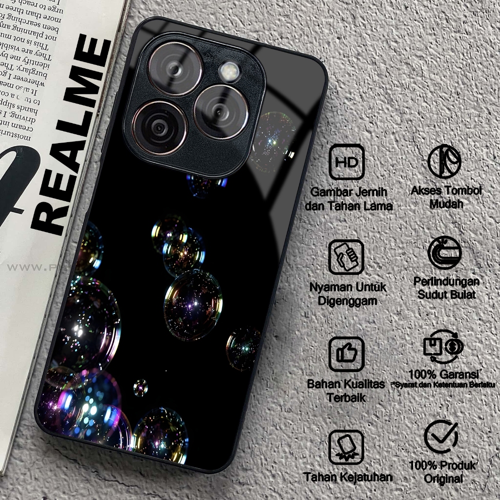 Case REALME C51Y C21Y C15 C12 C33 C35 C20 C40 C67 C25 C25S NARZO 30A 20 Glossy Motif BUBBLE GELEMBUN