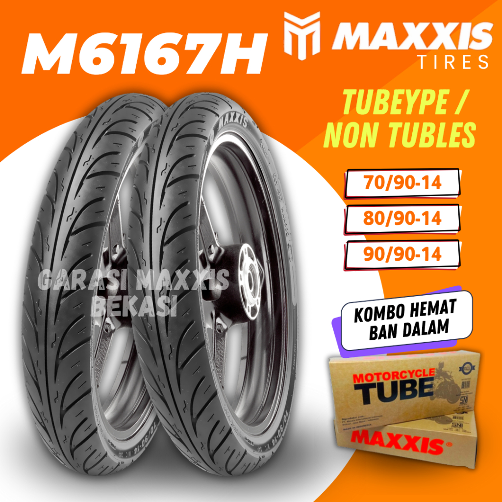 [READY COD] BAN MAXXIS NON TUBLES M6167H / M 6167 H BAN MAXXIS TUBETYPE ( 70/90-14 - 80/90-14 - 90/9