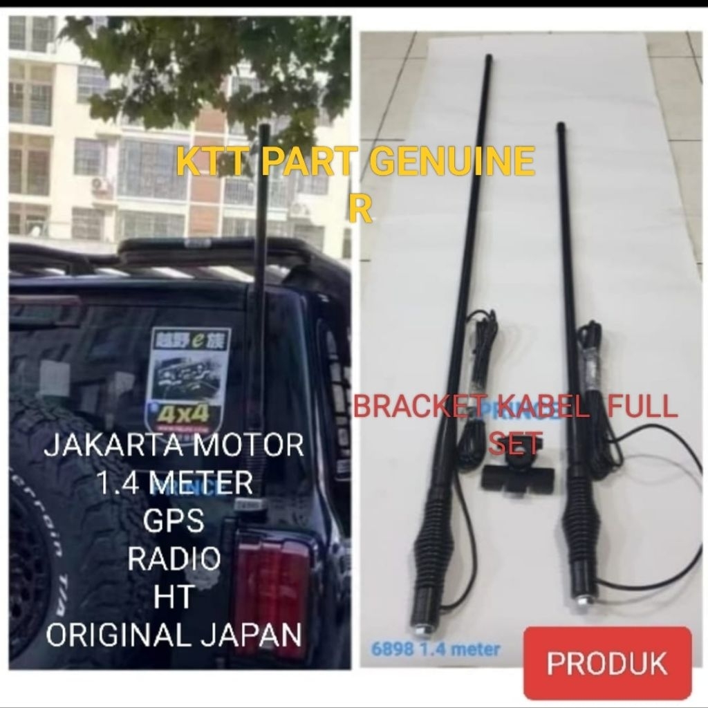 ANTENA MOBIL JEEP 1.4 METER HT GPS RADIO KABEL BRACKET LENGKAP TINGGAL PASANG