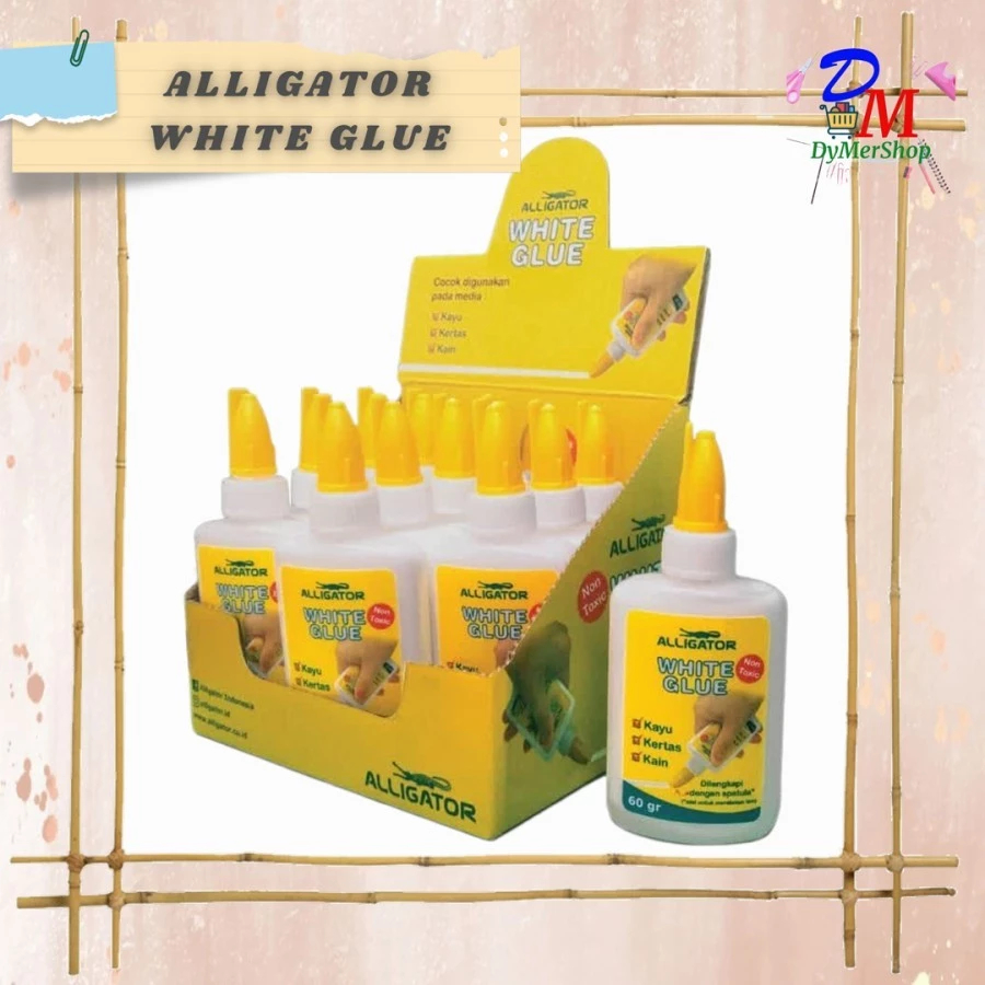 

Lem putih PVAC ALLIGATOR 60 gr - white glue PVAc Serbaguna multifungsi Kayu kerajinan tangan craft tube Ori 100% Original Asli Authentic