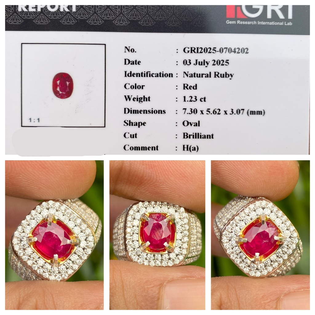Natural 1.23ct red ruby madagascar hq memo gri