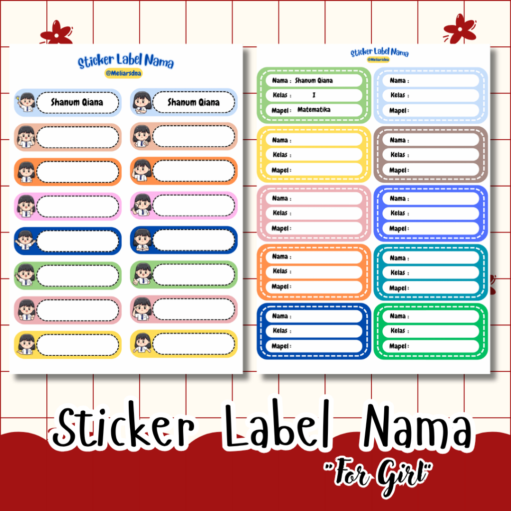 

meliarsdna.craft〡Sticker Label Nama Buku Tulis〡Bisa Request Tulisan