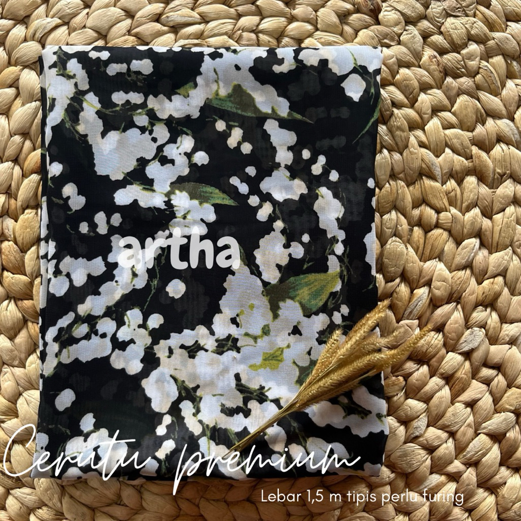kain ceruty premium motif bunga bahan gamis motif