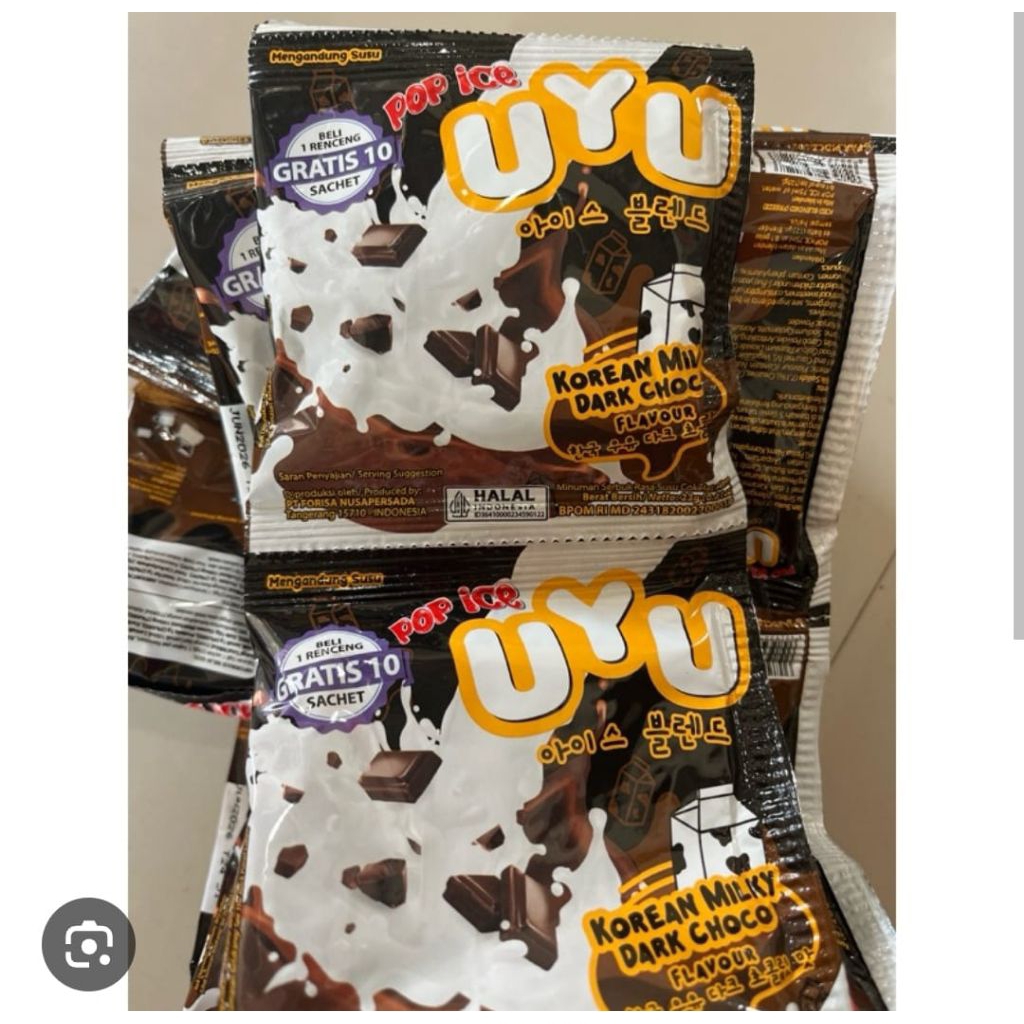 

Pop Ice Uyu Dark Chocolate Kemasan Sachet Renceng