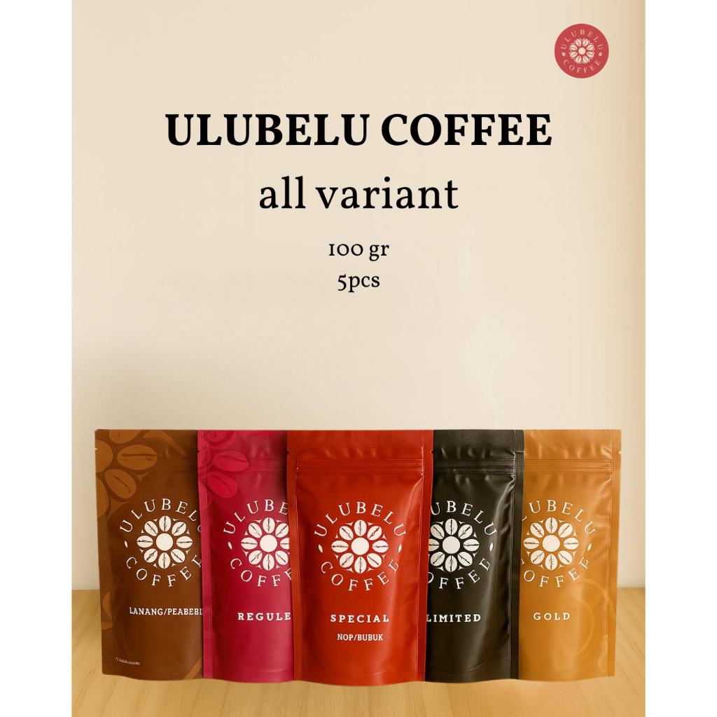 

ULUBELU COFFEE Lampung Bundle 5pcs All Variant 100gr - Biji Kopi Robusta Lampung / Kopi Bubuk / Biji Coffee Roast Original 100% / Biji Kopi Untuk Espresso / Kopi Susu / Blend