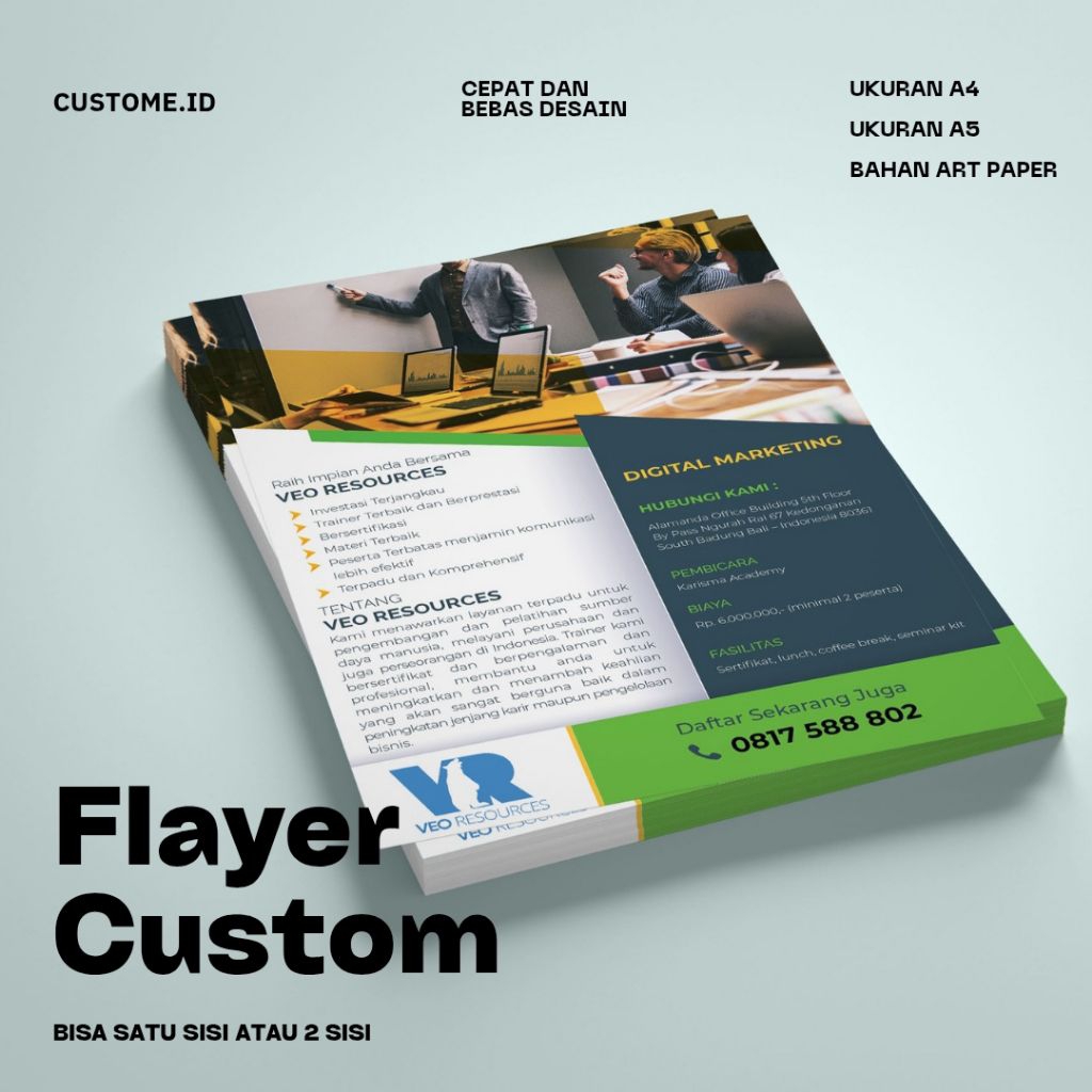 

Custome.id | Customer Flayer Ukuran A4 Dan A5 | Bebas Desain Sesukamu | Bahan Art Paper 150