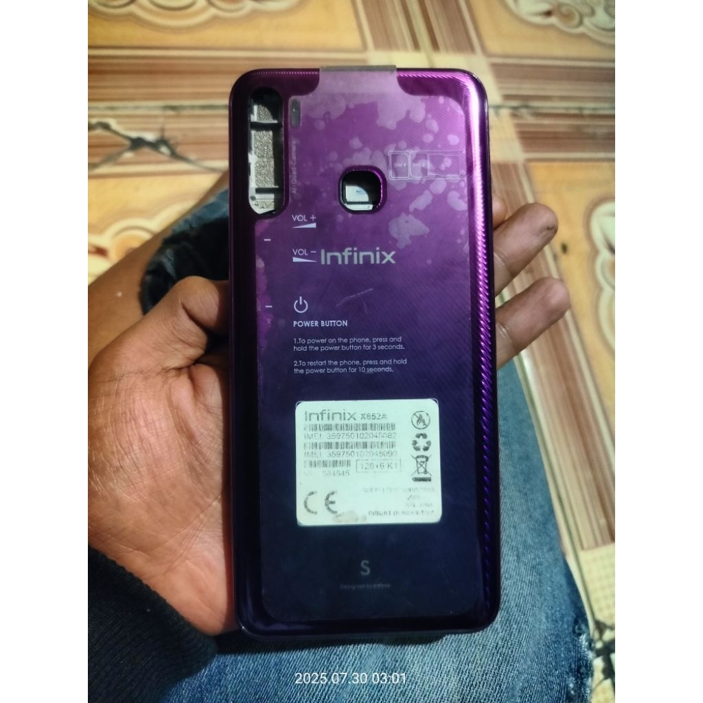 SATU SET CABUTAN LCD NORMAL LCD+FRAME+BACKDOR+PCB PAPAN CAS + SPEAKER Infinix S5s/ Hot 9 X652A/x655 