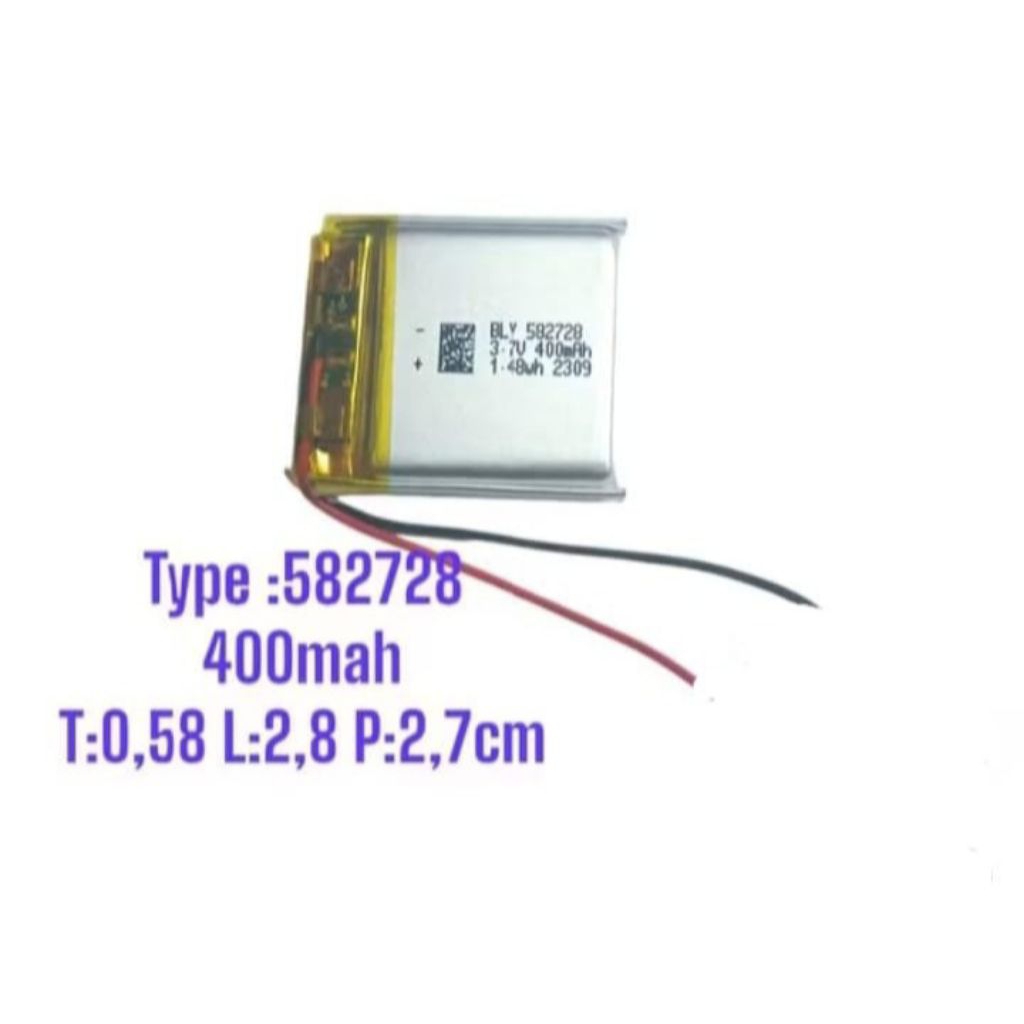 Batre baterai lithium polimer 582728 400 mah cocok untuk smartwatch IMOZ5/Q12