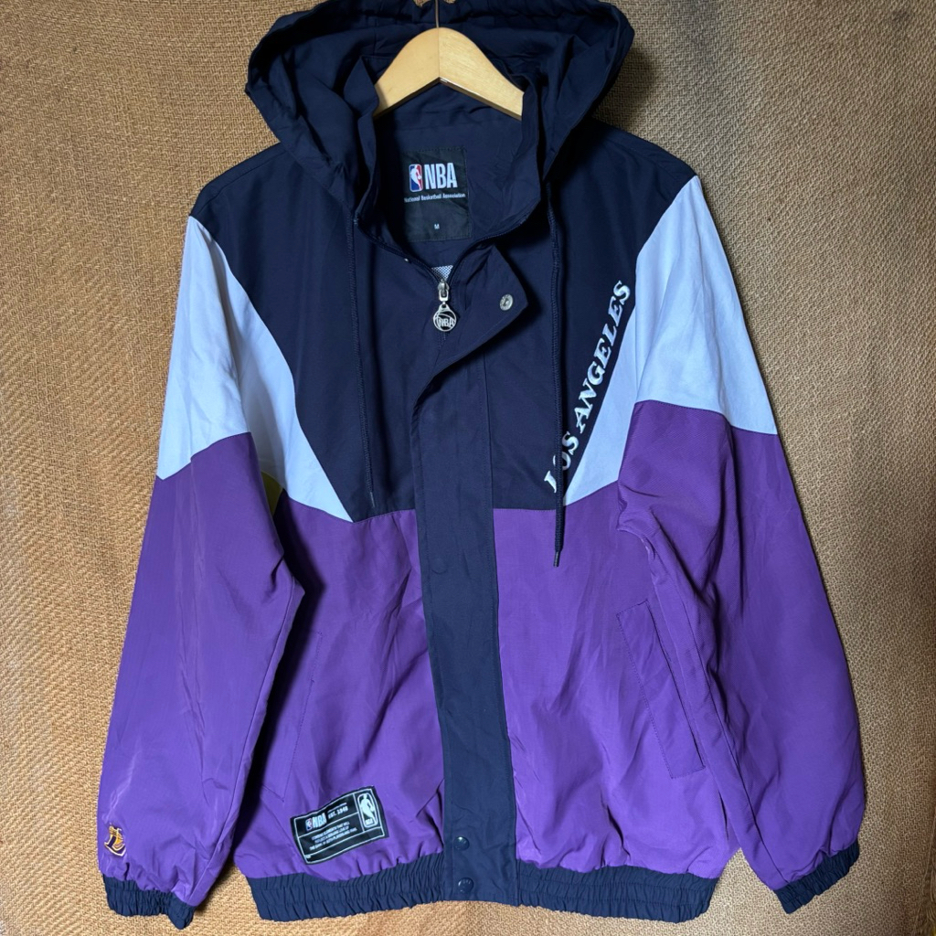 NBA Lakers Basketball Oversized Colorblock Vintage Hoodie Jacket Man